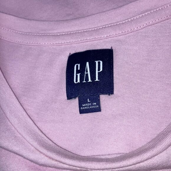 GAP Eyelet Crochet Tshirt Pink Crew Neck Short Sleeve Womens Large - Picture 5 of 11